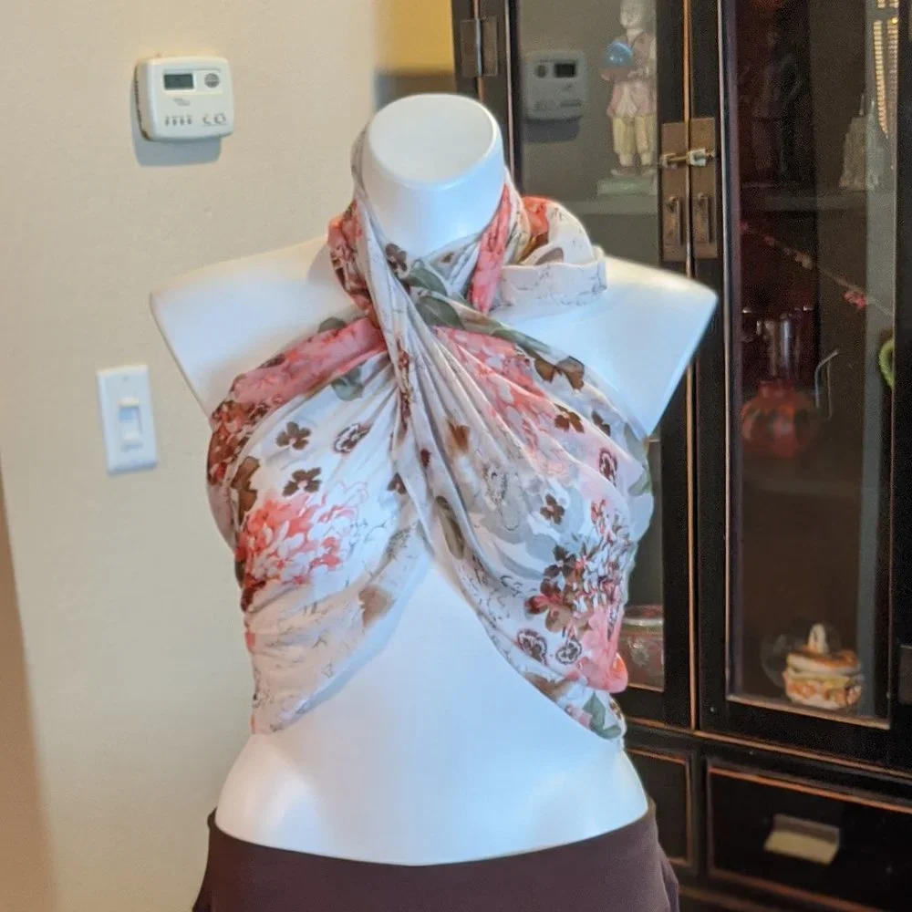 Big Beautiful Cotton Scarf (Blush/brown/cream)